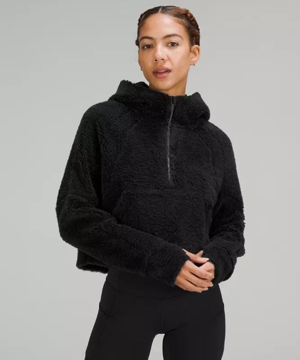 Lululemon Women’s Black Scuba Oversized Half-Zip Fleece Hoodie Size 6